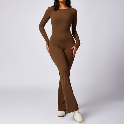 Women's Long Sleeve Yoga Jumpsuit Figure Hugging Activewear for Comfort and Performance Style 8705