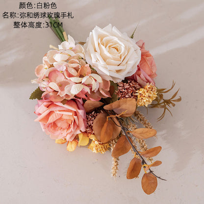 Stunning Miwa Hydrangea Rose Bouquet - Realistic Faux Flower Home Decor, Elegant Handheld Floral Arrangement, Perfect Wall Decoration - CF01385