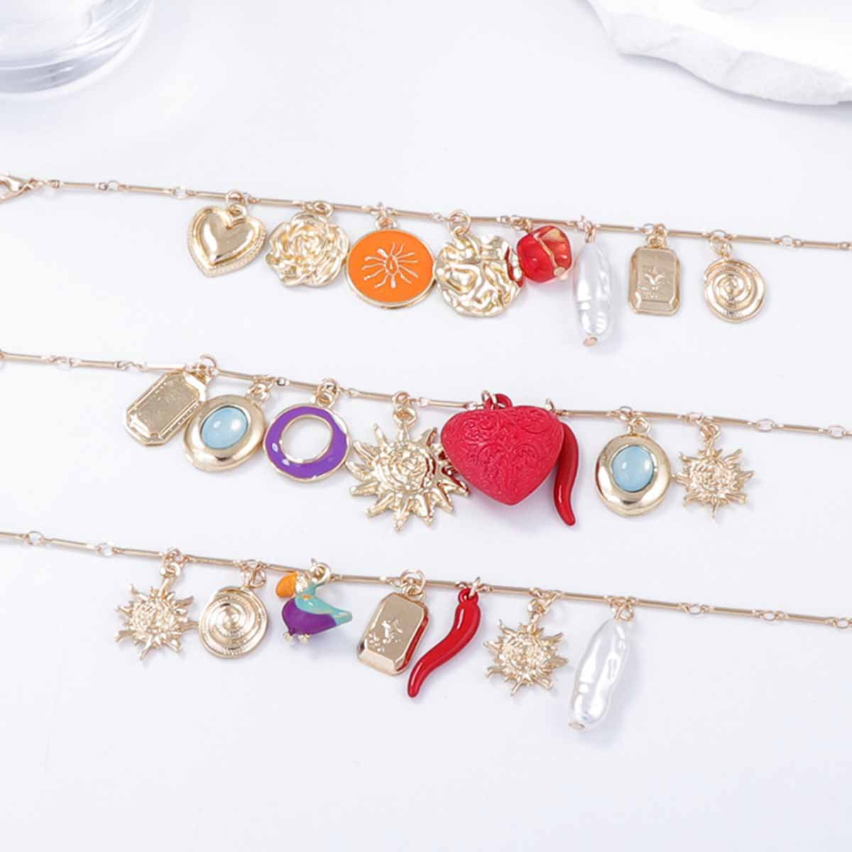 Elegant Layered Design Sunflower Geometry Pearl Pendant Bracelet for Women – Perfect for Adding a Touch of Luxe to Any Outfit
