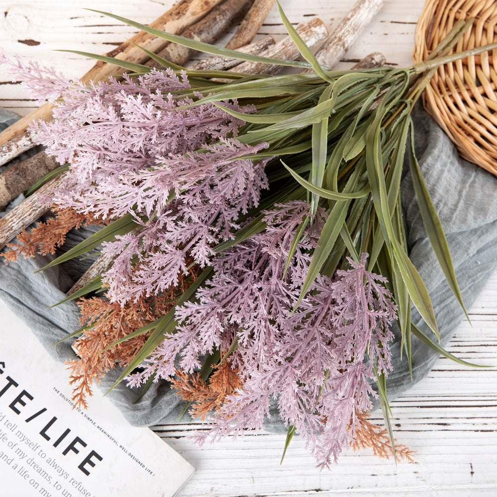 Lavender Bouquet with Bunny Tail Grass - Trendy Faux Floral Arrangement for Home Decor and Wedding Celebrations (Model MW85005) - Perfect for Adding a Touch of Elegance and Serenity to Any Space