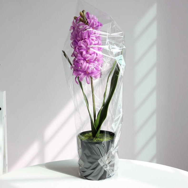 Realistic Hyacinth Potted Artificial Flower Decor - Perfect for Home and Office Display, Beautifully Crafted Faux Floral Arrangement for Table Centerpieces