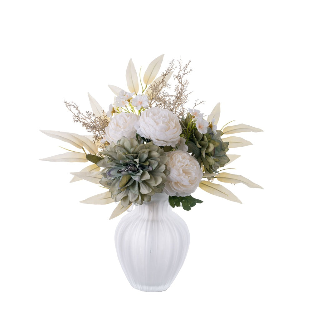 Elegant Wall Décor: Sacred Harmony Handcrafted Faux Flower Bouquet for Home Decoration, Perfect for Weddings & Special Celebrations - Realistic Rose Bouquet CF01412