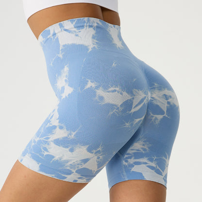 High Waisted Tie Dye Workout Shorts for Women Legging Like Fit Butt Lifting Design for Yoga and Gym Sessions