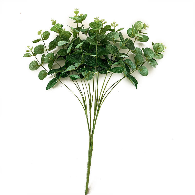 16-Pronged Faux Eucalyptus Flowers - Realistic Silk Floral Decor for Home - Non-Woven Money Leaf Arrangement for Meaningful Home Accents