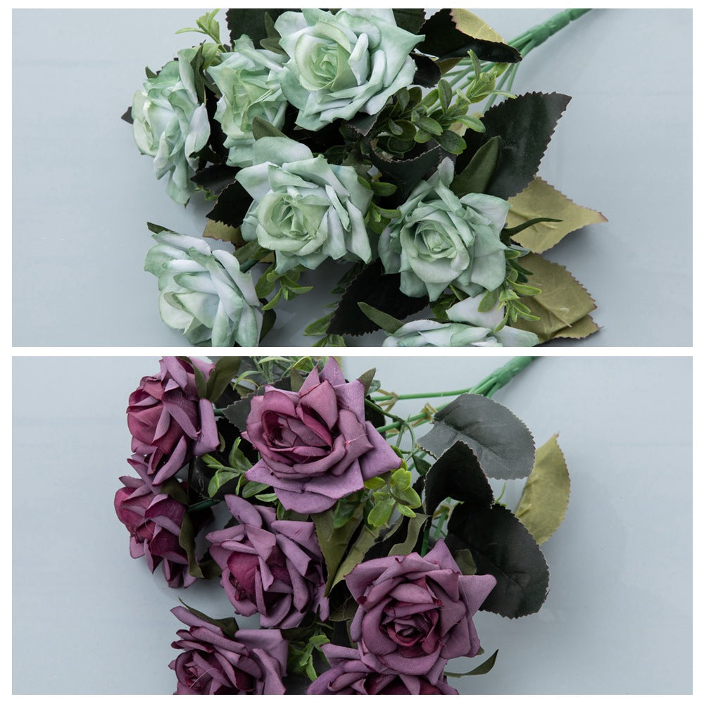 Stunning Faux Flower Wedding Bouquet with Corner Roses - Perfect for Home Decor and Photography Backdrops - MW12004