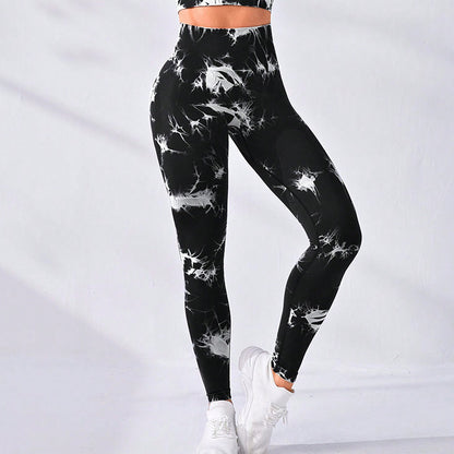 High Waisted Tie Dye Seamless Long Sleeve Yoga Set for Women Slim Fit Workout Outfit for Outdoor Fitness and Gym Sessions