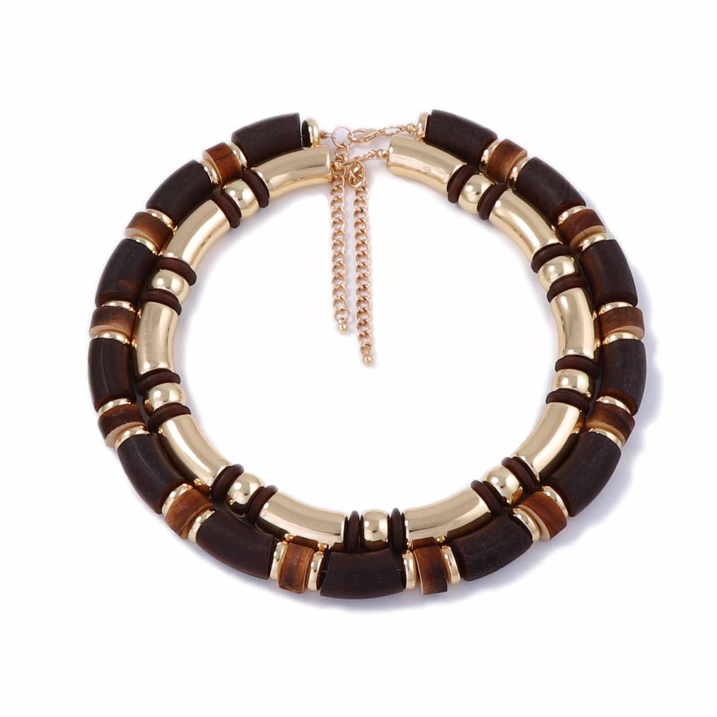 Trendy Layered Wooden CCB Bamboo Bead Necklace Jewelry Set - Versatile Accessories for Women