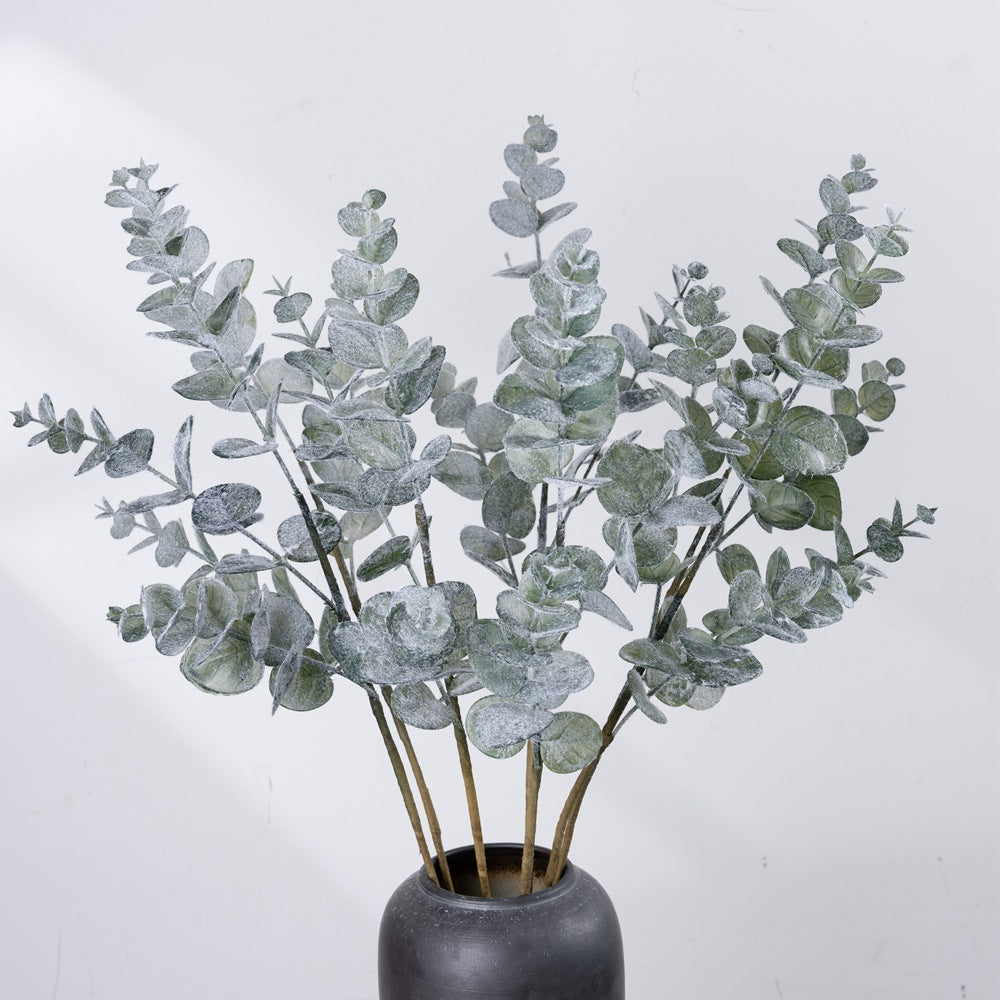 Single Stem Velvet Eucalyptus Faux Flower for Home Decor - Trendy INS Style Ideal for Weddings and Celebrations - Model MW09108