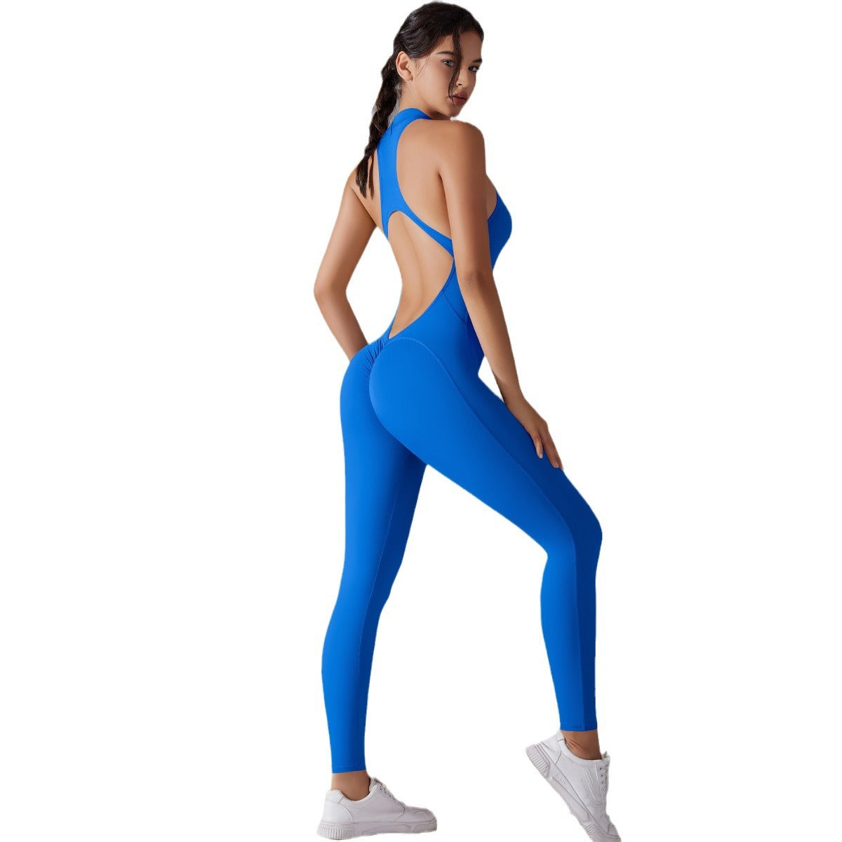 Sculpting Full Body Zip Up Yoga Suit Shaping Compression Bodysuit with Cutout Design for Enhanced Back Support and Flexibility