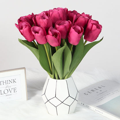 Realistic Touch Faux Tulip Flowers -  PU Moisture-Resistant Floral Arrangement for Photography, Weddings, and Home Décor