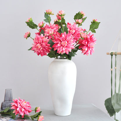 Stunning Faux Dahlia Flower - Perfect for Nordic Photography Props, Wedding Decorations, and Elegant Floral Arrangements | Single Stem with 3 Heads Artificial Dahlia for Home Décor and Events