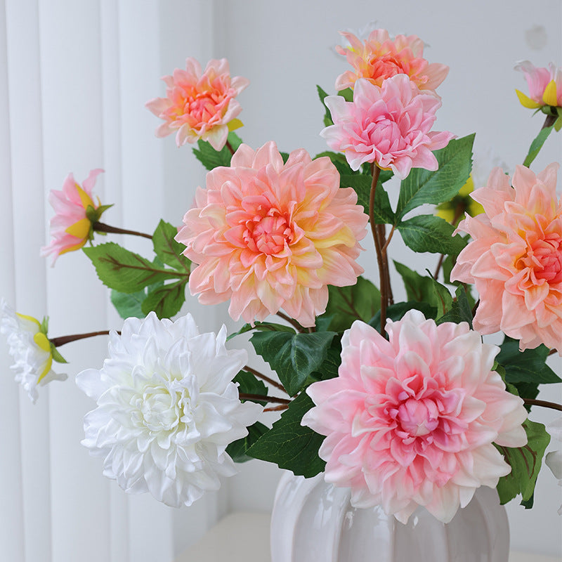 Realistic Touch Moisturized Double-Headed Dahlia Artificial Flowers for Stunning Wedding Archway and Home Decor