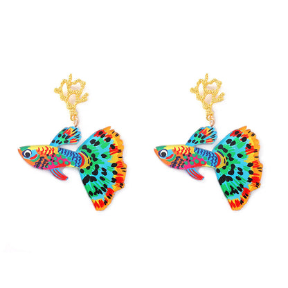 Quirky Minimalist Acrylic Ocean Animal Drop Earrings - Unique and Adorable Jewelry for Women