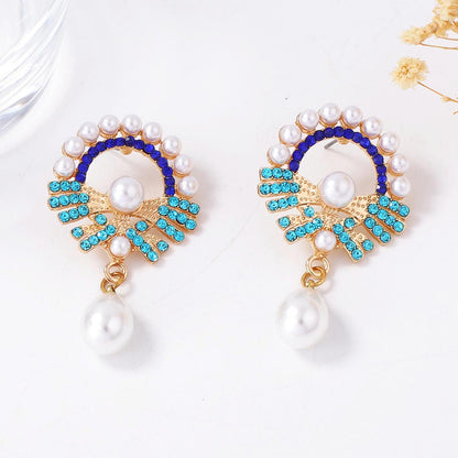Exquisite Baroque-Inspired Flower Drop Earrings with Imitation Pearls and Sparkling Zirconia for Everyday Elegance
