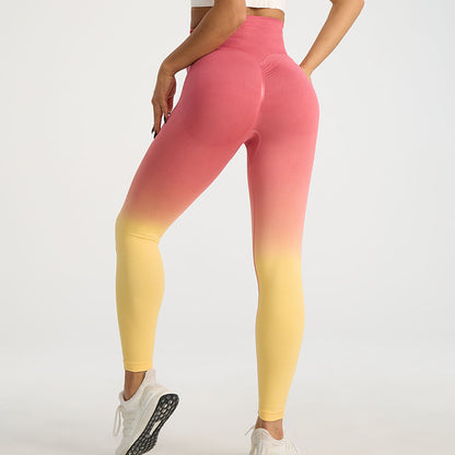 High Waist Peach Lift Cycling and Fitness Leggings for Women Gradient Yoga Pants for Autumn and Winter