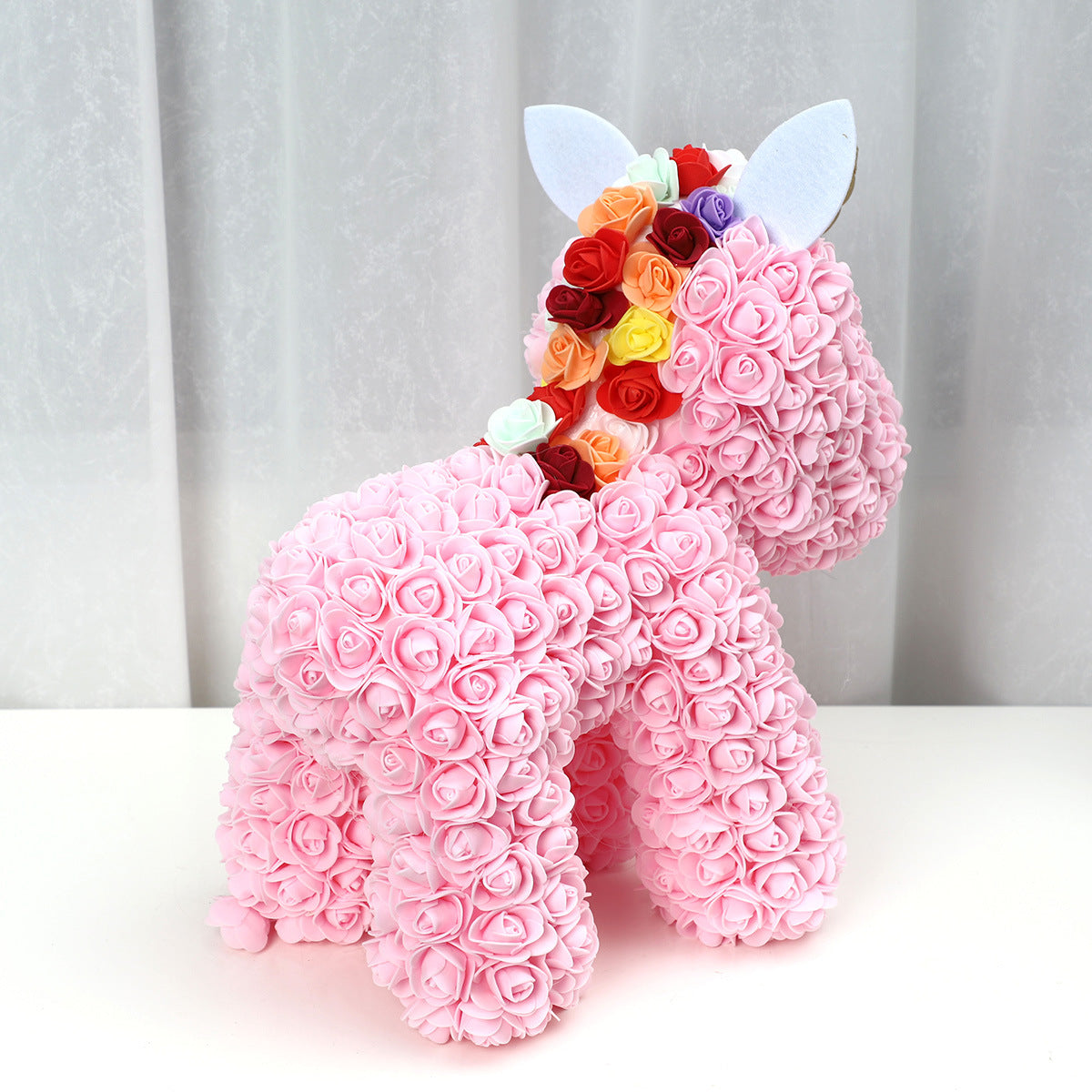 Beautifully Crafted Faux Flower Unicorn Bear: A Stunning Gift of PE Foam Rose Teddy Bear for Girlfriends - Perfect for Birthdays, Valentine's Day, and Eternal Love