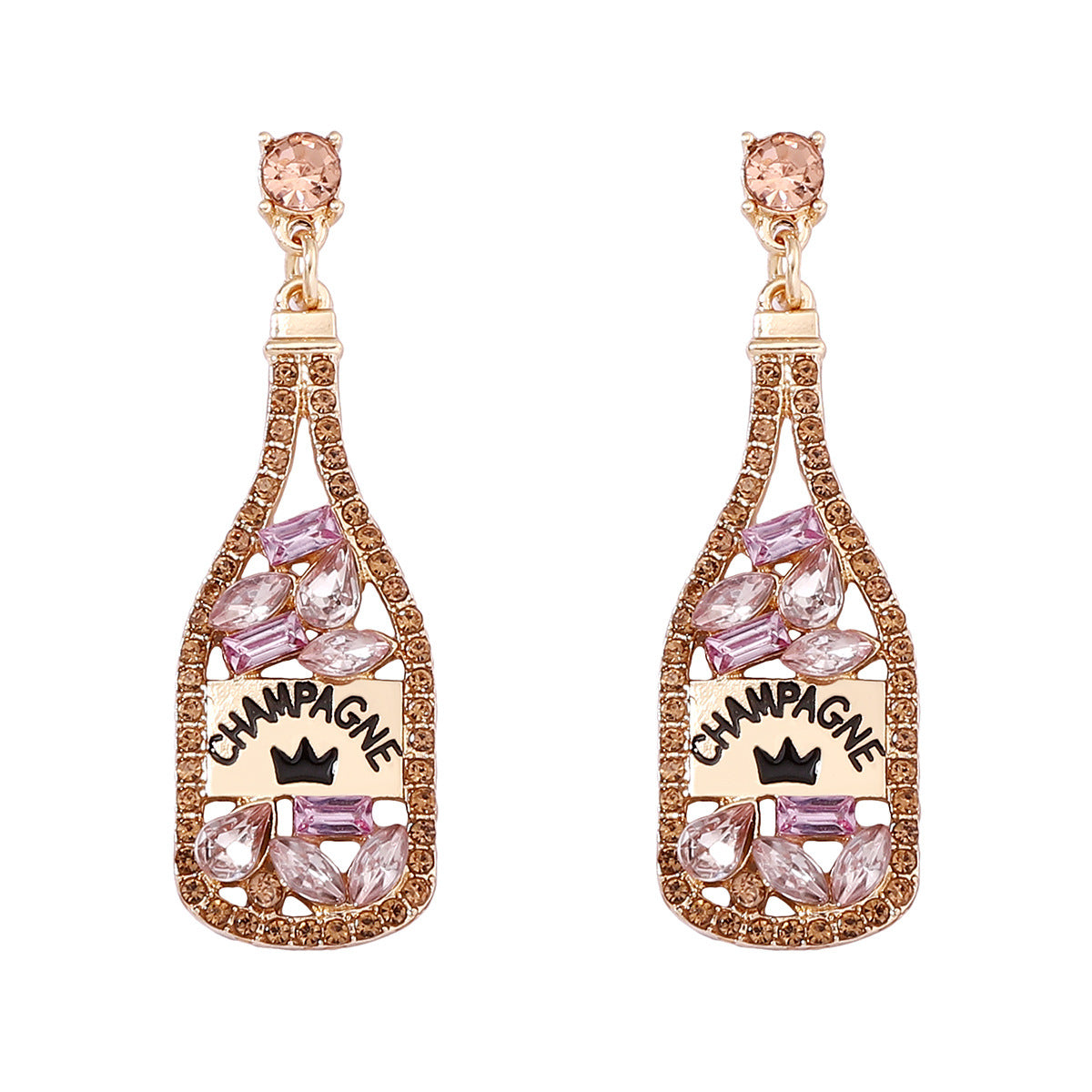 Personalized Element-Inspired Rhinestone Letter Bottle Charm Earrings for Women – Trendy and Unique Fashion Statement