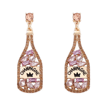 Personalized Element-Inspired Rhinestone Letter Bottle Charm Earrings for Women – Trendy and Unique Fashion Statement