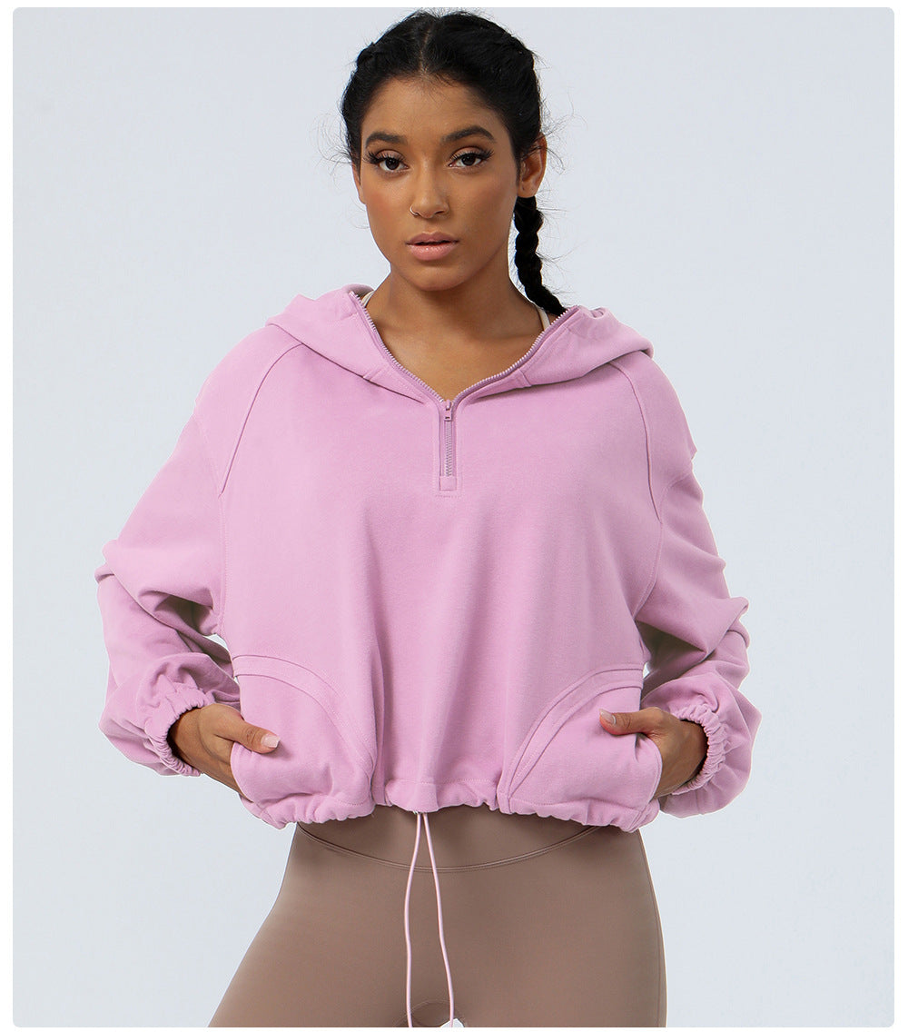 Women's Casual Loose Fit Zip Up Hoodie for Outdoor Running and Yoga Comfortable Long Sleeve Sweatshirt for Fitness and Everyday Wear