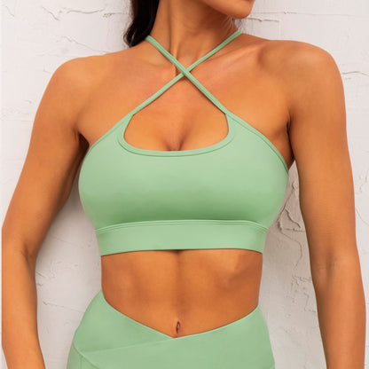 Strappy Sports Bra and Double Pocket Shorts Set for Yoga and Fitness Comfortable Breathable and Supportive Activewear for Enhanced Performance