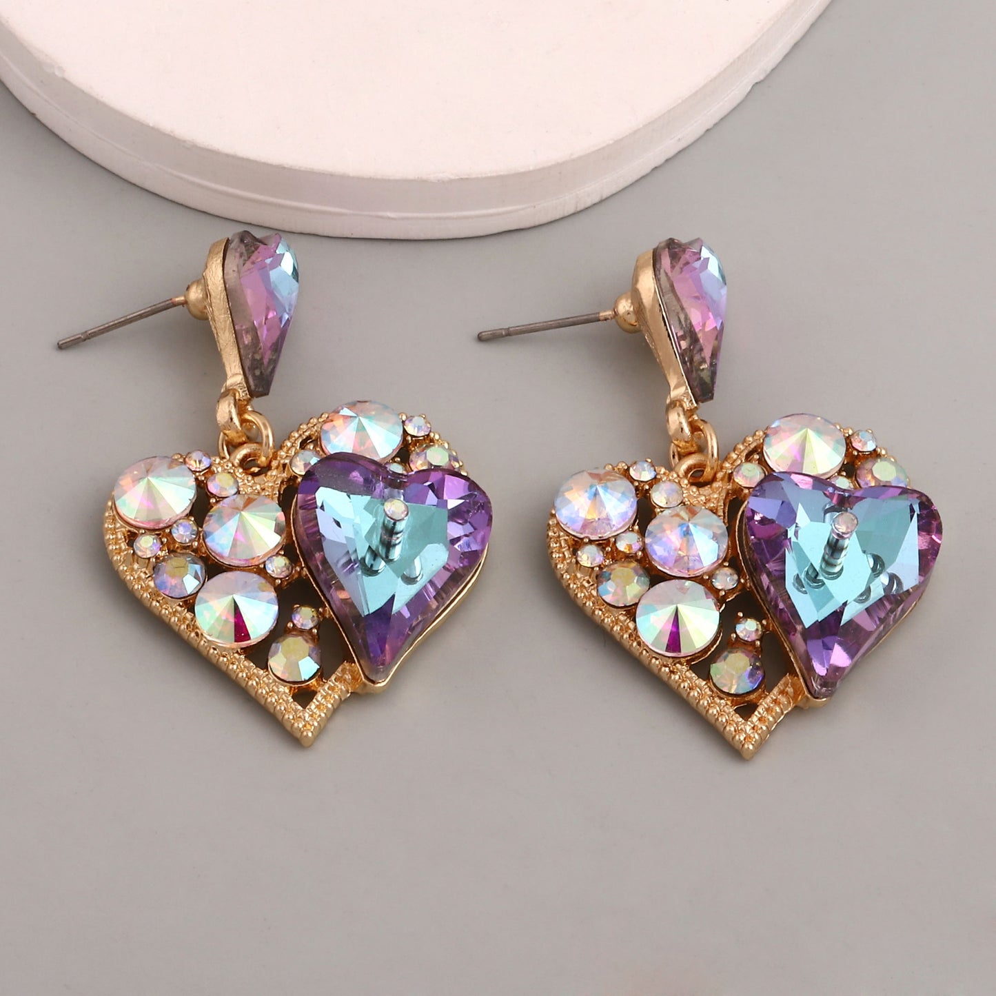 Arrivals: Dazzling Heart-Shaped Hollow Alloy Earrings for Women - Perfect Valentine's Day Gift with Colorful Rhinestones