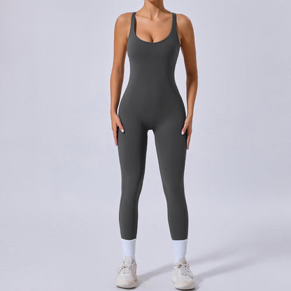 Adjustable Cross Back Sports Yoga Bodysuit with Butt Lifting Design Versatile and One Piece Yoga Outfit 90107