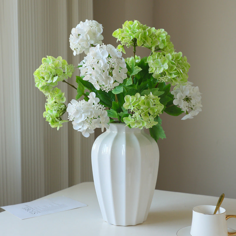 Lifelike Touch & Feel Hydrangea Faux Flower Arrangement - Elegant Decorative Accent for Home, Dining Table, and Wedding Celebrations