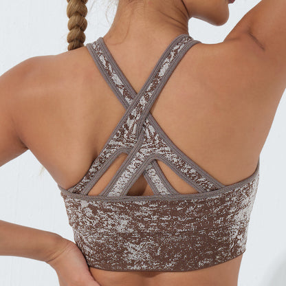 Fall Sports Bra Crossback Design with Wide Straps for Comfort and Support Ideal for Yoga Gym Workouts and Active Lifestyle