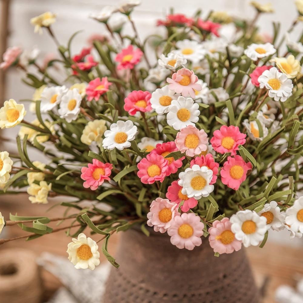 Elegant 8-Head Mini Daisy Foam Artificial Flowers - Perfect for Wedding Decor and Home Decoration - MW09906