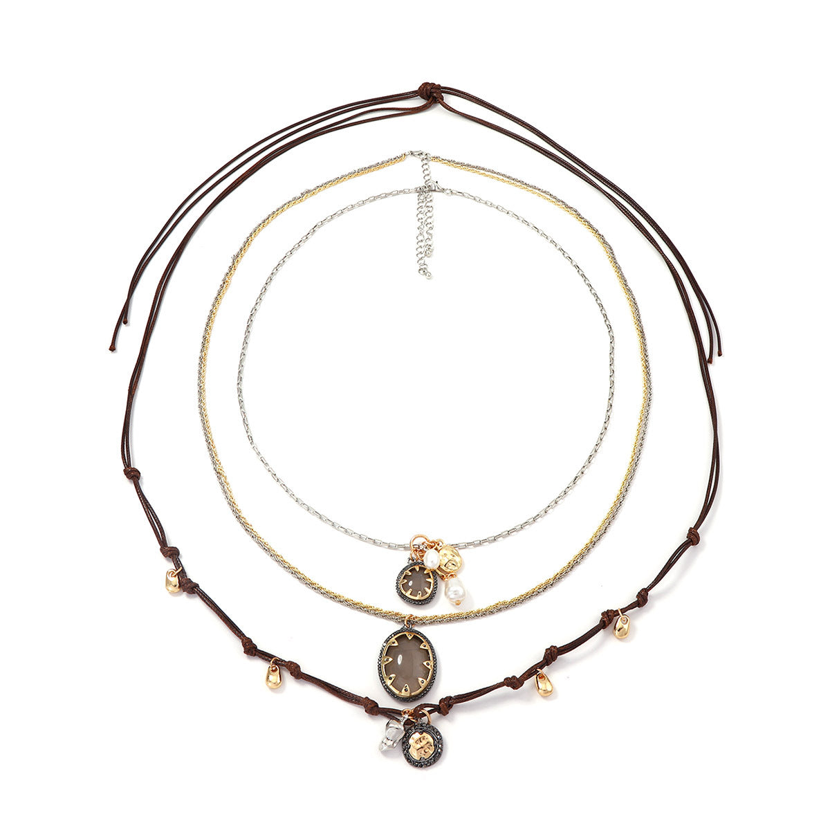 Chic Layered Alloy Pendant Necklace for Women - Vintage-Inspired, Versatile Jewelry for Casual and Dressy Occasions