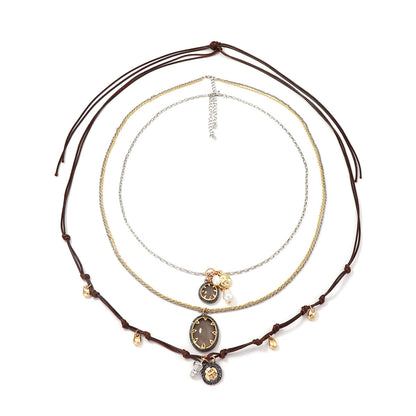 Chic Layered Alloy Pendant Necklace for Women - Vintage-Inspired, Versatile Jewelry for Casual and Dressy Occasions