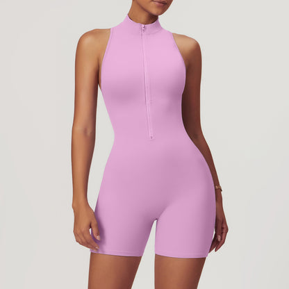 Spring High Intensity Performance Yoga Bodysuit for Women Zippered Back Support Butt lifting Design for Fitness Enthusiasts