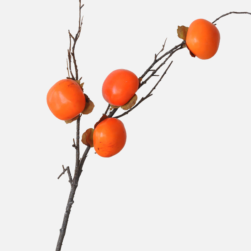 High-End Decorative Artificial Persimmon Arrangements - Luxurious Red Fruit Ornaments for Living Room Décor