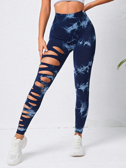 High Waisted Seamless Tie Dye Cut Out Butt Lift Leggings for Women for Yoga Fitness and Tummy Control