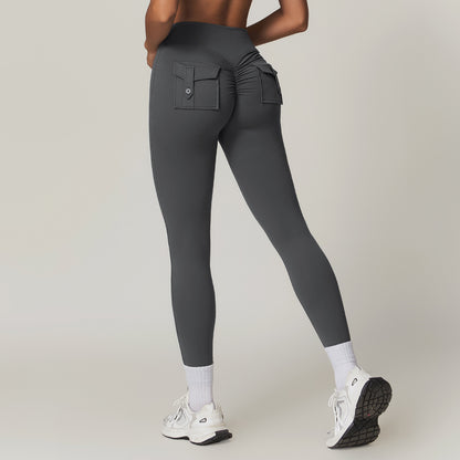 High Waisted Yoga Pants with Pockets Peach Lifting Workout Leggings Designed for Comfort and Style