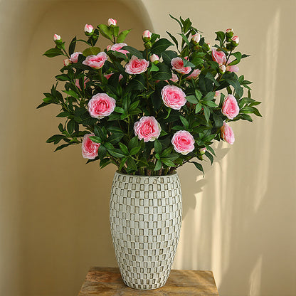 Elegant Multi-Head Faux Camellia Flower for Home Decor - Perfect for Living Room and Dining Table Centerpieces, Ideal for French Romantic Photography Props