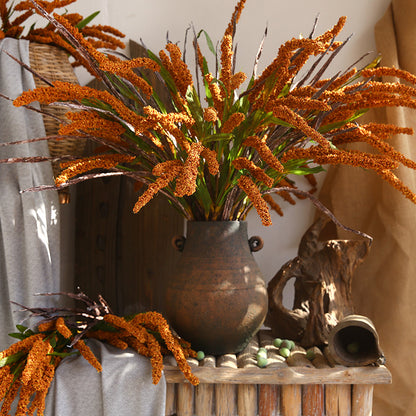 Realistic Long Grain Millet and Wheat Spike Flower - Perfect for Rustic Hotel, Farmhouse & Country Decor