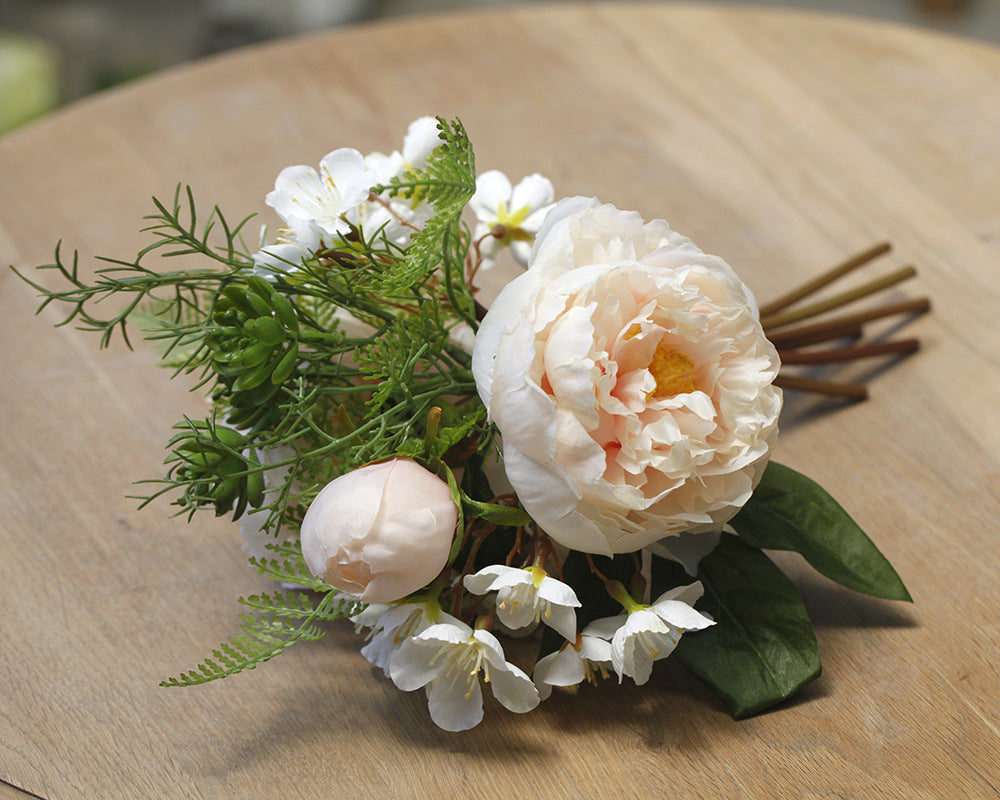 Elegant Faux Peony Bouquet for Weddings - Beautifully Crafted Silk Flowers for Bridal Handheld Arrangements and Photography Props