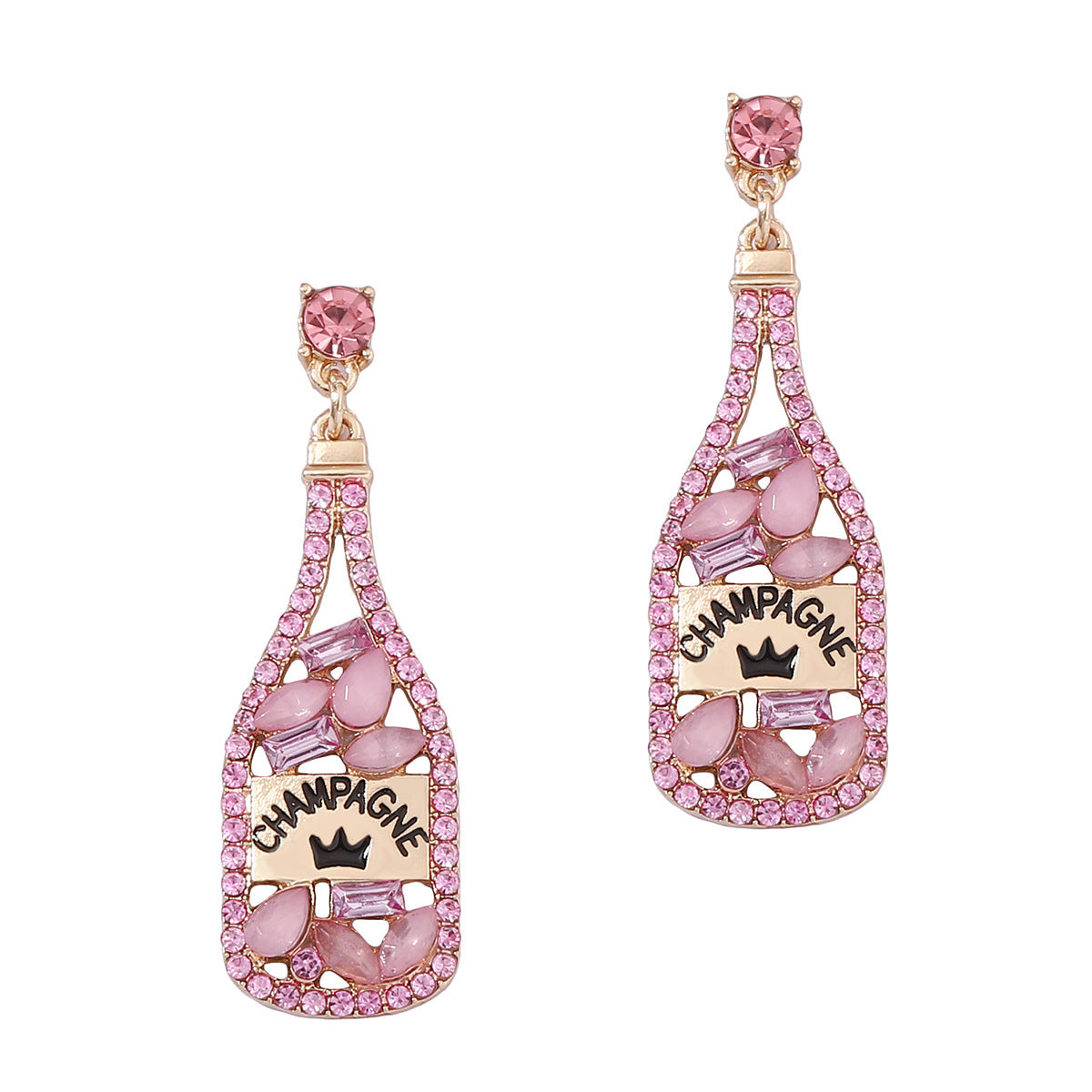 Personalized Element-Inspired Rhinestone Letter Bottle Charm Earrings for Women – Trendy and Unique Fashion Statement