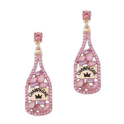 Personalized Element-Inspired Rhinestone Letter Bottle Charm Earrings for Women – Trendy and Unique Fashion Statement