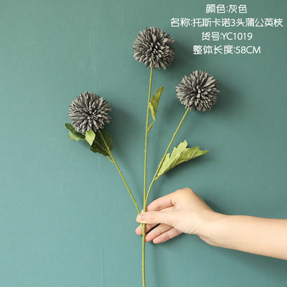 Stunning INS-Style 3-Head Dandelion Artificial Flower Arrangement - Lifelike Greenery for Weddings and Home Decor - Perfect for Any Event - Model YC1019