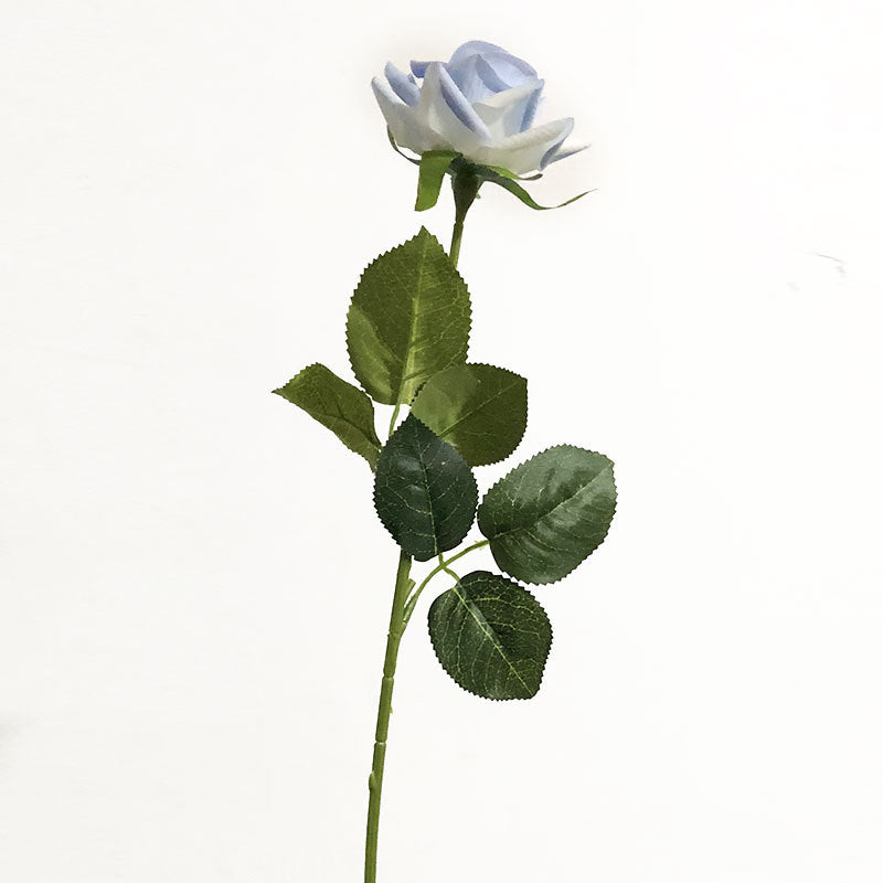 Frosty Ice Blue Soft Touch Hydrating Rose - Single Stem Realistic Faux Flower for Home Décor, Photography Props, and Trending Aesthetic Design