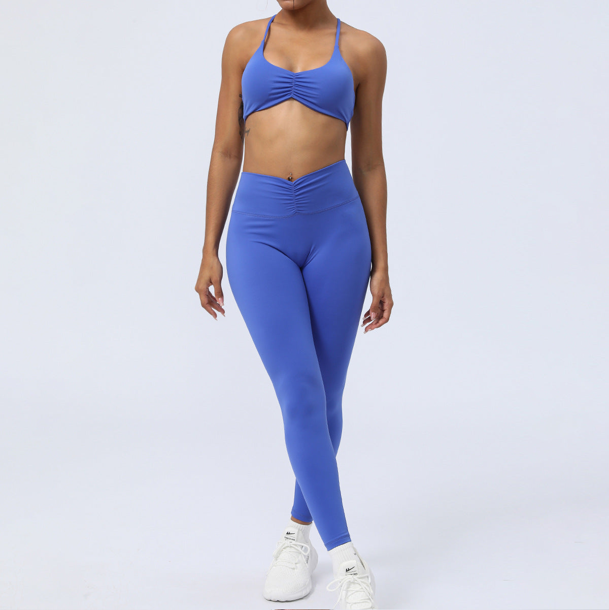 Women's Y Back Sports Set Yoga Outfit with Built In Chest Padding and Butt Lifting 3 4 Leggings for Comfort and Performance