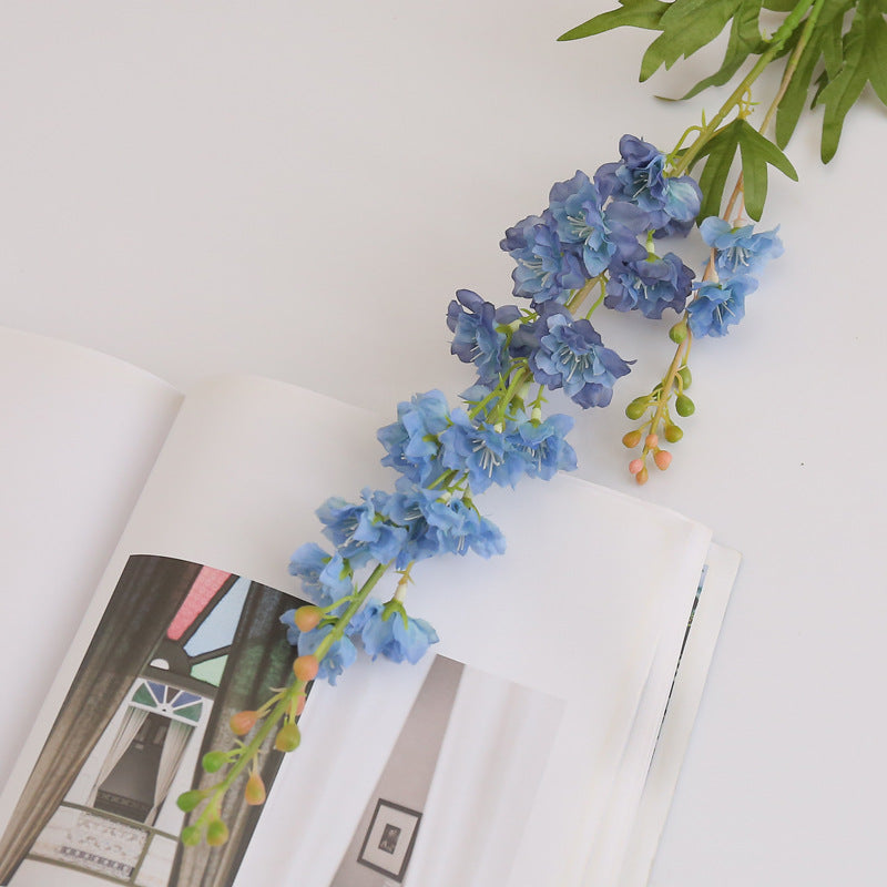 Elegant 2-Prong Faux Delphinium - Modern Home Decor Accent and Photography Prop - Lifelike Artificial Hyacinth for Timeless Style