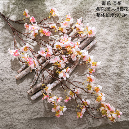 Stunning INS Style Cherry Blossom & Nordic Plum Blossom Artificial Flowers - Perfect Home Decor & Wedding Celebration Accents (Model MW38958)