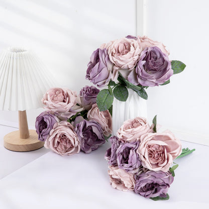 Stunning Artificial Rose Bouquet - Perfect for Weddings, Home Decor, and Photography Backdrops (GF14871-6) - Elegant, Lifelong Beauty for Every Occasion