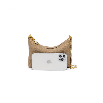 Minimalist Genuine Leather Small Square Handbag Soft Leather Chain Shoulder Crossbody Bag in Korean Fashion