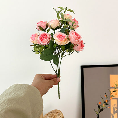 10-Piece Mini Rose Bouquet - Realistic Artificial Flowers for Wedding Decor, Home, and Bedroom - Perfect Fresh Aesthetic Decoration and Photography Prop