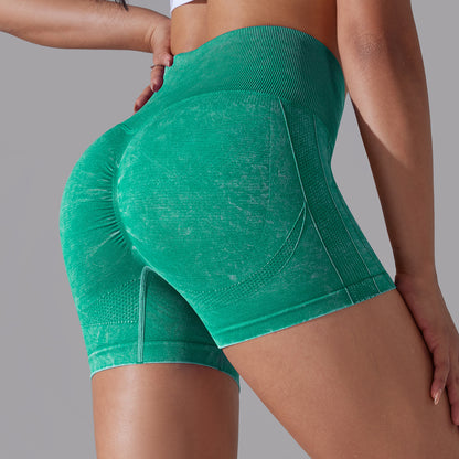 Seamless Knitted High Waisted Peach Wash Yoga Shorts for Women for Running Fitness Workouts