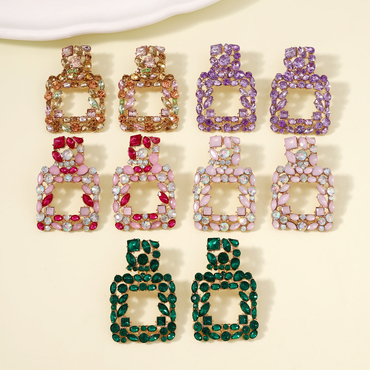 Chic Geometric Square Diamond-Studded Earrings for Unique, Versatile Style - Perfect for Parties and Everyday Wear